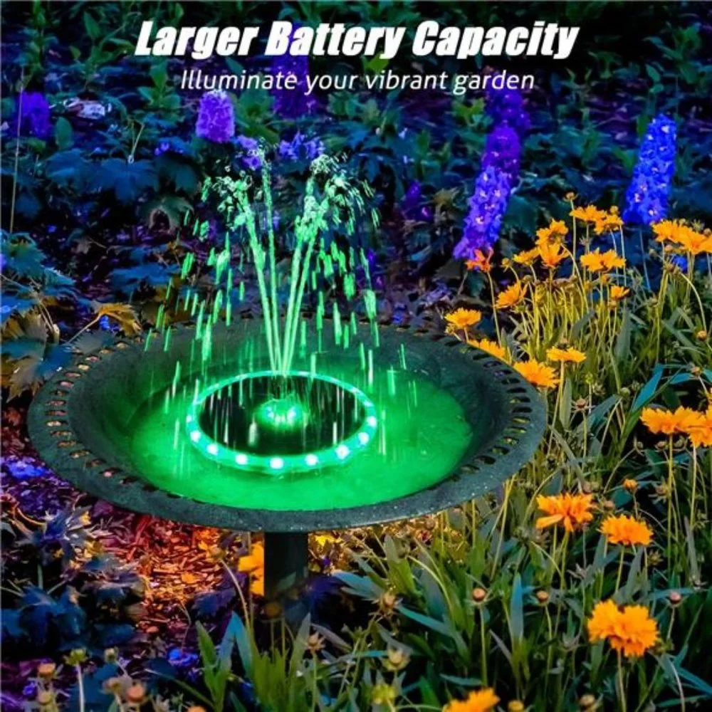 Solar Fountain,4W Solar Powered Bird Bath Fountains with 4000 Battery,LED Lights